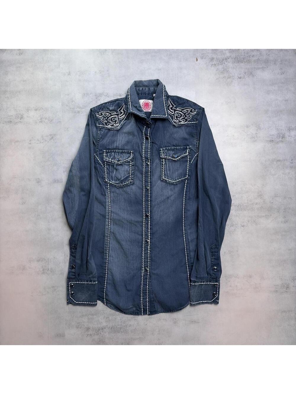 Y2K Platini Jeans Cougar Grunge Long Sleeve Button Up Shirt